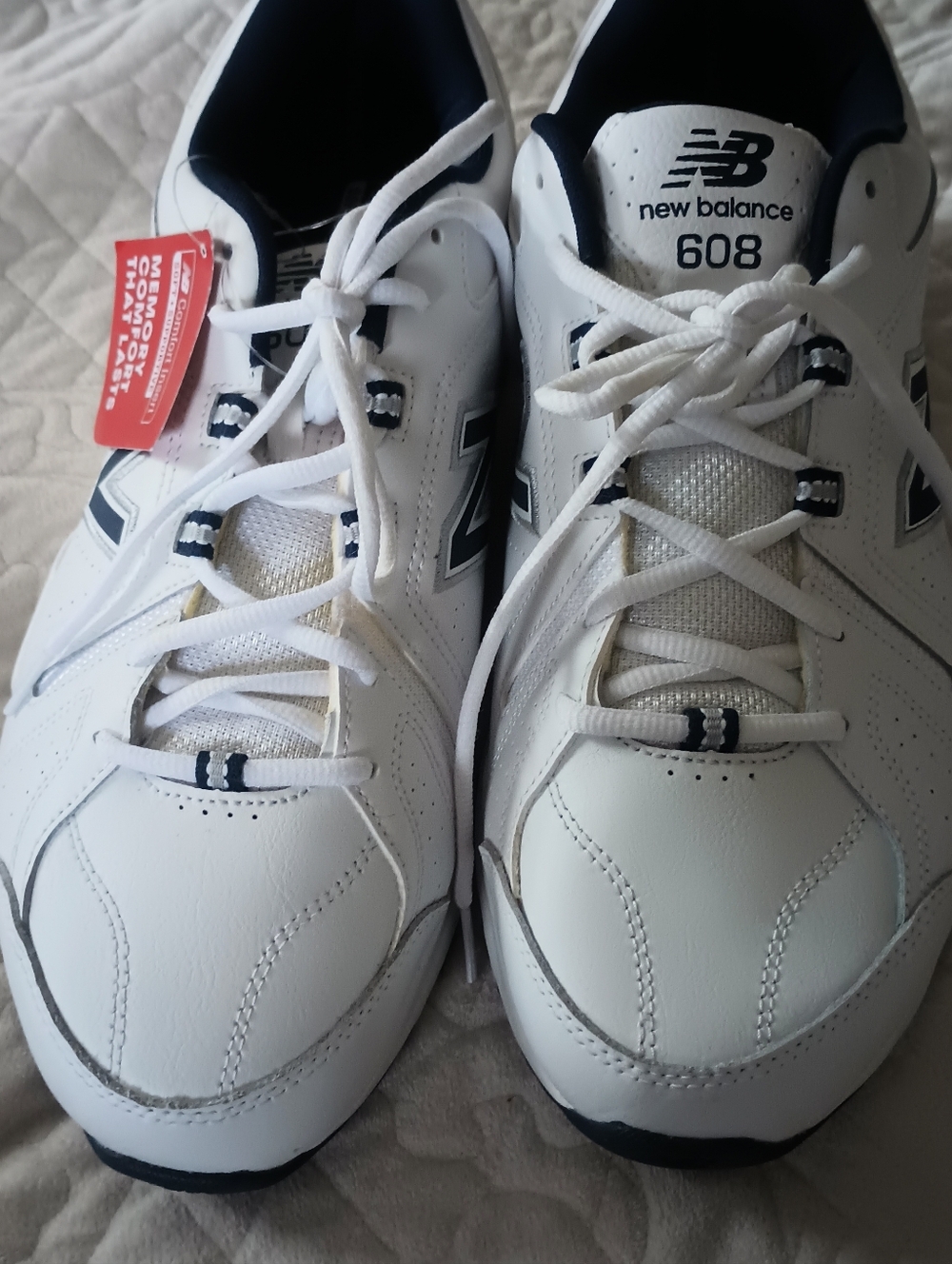 New Balance White and Navy 608 Men's Athletic Sneakers